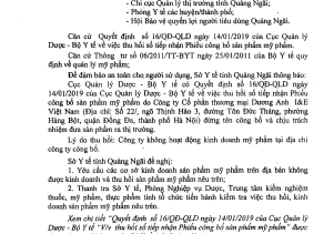 Công Văn Số: 110/SYT-NVD V/V Thu hồi số tiếp nhận Phiếu công bố sản phẩm mỹ phẩm