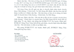 THÔNG BÁO V/v thu dung điều trị bệnh nhân  Chấn thương - chỉnh hình, Tai Mũi Họng tại Bệnh viện Sản Nhi tỉnh Quảng Ngãi