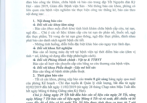THÔNG BÁO: V/v báo cáo trong dịp Tết Nguyên đán kỷ Hợi – năm 2019