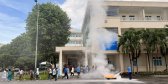 Thực tập phương án chữa cháy, cứu nạn, cứu hộ tại Bệnh viện Sản – Nhi tỉnh.